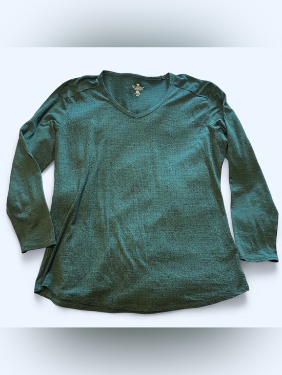 Tops - Segments Women's XXL 100% Merino Wool Long Sleeve V Neck Top Teal Base Layer